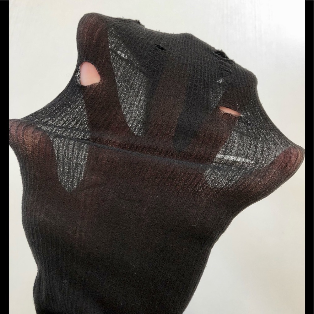 VTG 80s Black tights Goth/punk Distressed stockings Size medium/ tall - Picture 3 of 9